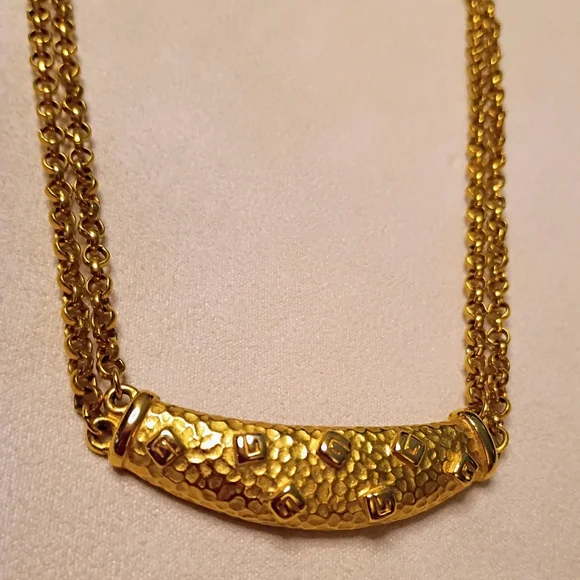 Givenchy Vintage G Logos Two Chain Necklace